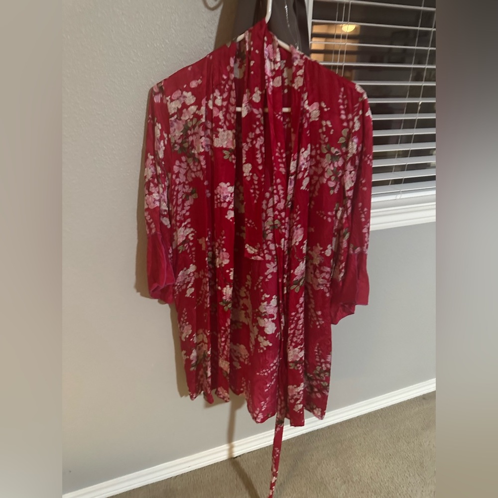 Red silk bathrobe